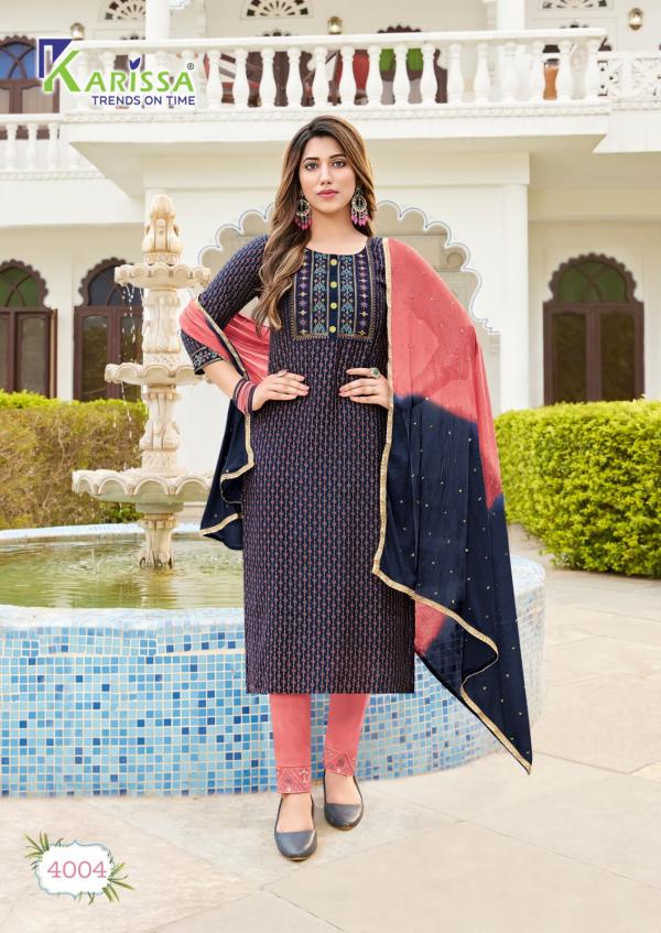 Karissa Siya Vol 4 Fancy silk Kurty With Bottom Dupatta Collection